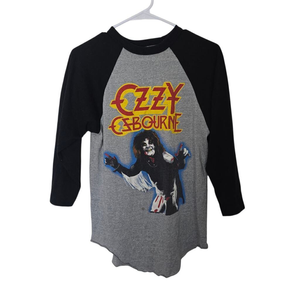 Vintage 80s Ozzy Osbourne Diary of a Madman Raglan T-Shirt Concert Size Medium